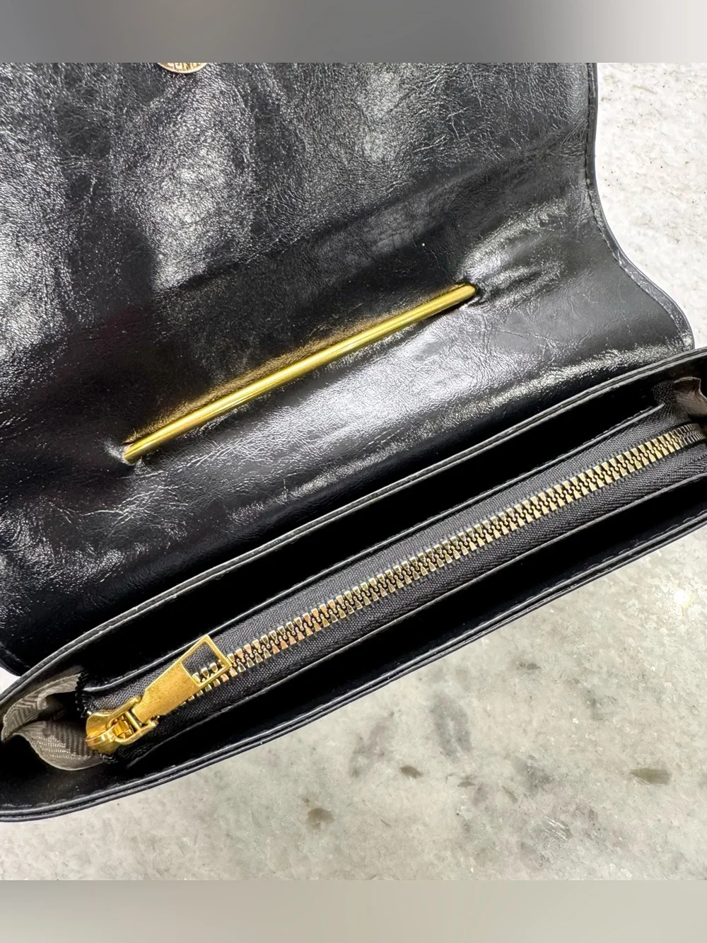 New Black Faux Leather Jumbo Safety Pin Crossbody Clutch Purse w/ Chain Strap